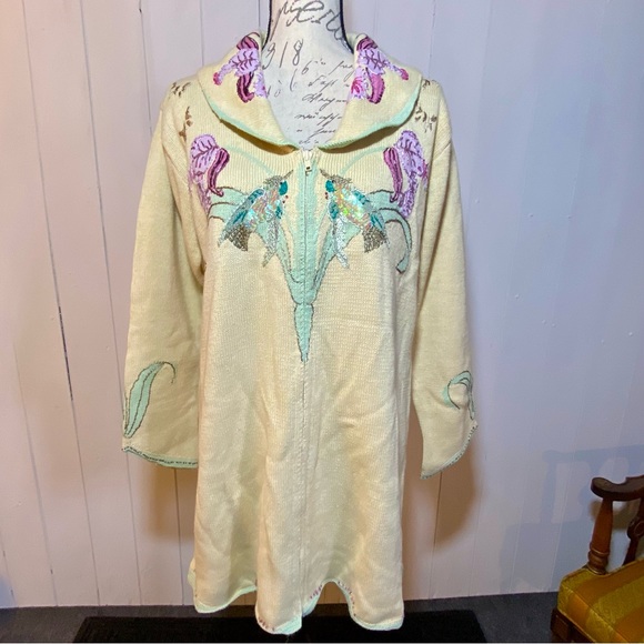 Storybook Knits Sweaters - - NWT Storybook Knits Enchanted Gaze Birds Cardigan Sweater Large